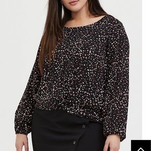 Torrid - Black Leopard Heart Challis Twist Top | size 0